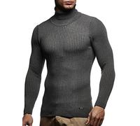 Leif Nelson Pull Homme avec col roulé Chemise à Manches Longues Pull en Maille Fine LN1670 Anthracite Taille S