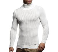 Leif Nelson Pull Homme avec col roulé Chemise à Manches Longues Pull en Maille Fine LN1670 Ecru Taille XL