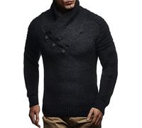 Leif Nelson Pull tricoté pour homme LN5225, Noir-anthracite, Taille S