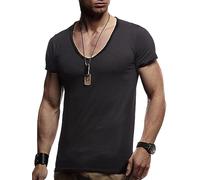 Leif Nelson T-shirt ample T-shirt et avec col en V profond Basic ln6280LN6280 - noir - M