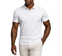 Leif Nelson T-shirt d'été pour homme - Col polo slim fit en maille fine - Blanc - Noir - Basic - Polo garçon - Manches courtes - LN20765