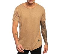 Leif Nelson T-Shirt d'Été pour Homme - Col Rond, Coupe Droite, 100% Coton, Basique, Décontracté, Beige, XL