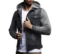 Leif Nelson Veste à manches longues et à capuche En jean et en sweat Pour homme Coupe près du corps Style décontracté pour les loisirs - Gris - Medium