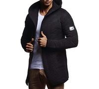 Leif Nelson Veste en tricot à capuche pour homme LN5715 - Noir - Small