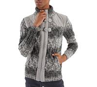 Leif Nelson Veste en Tricot Col Montant Pour Homme - D'Hiver Noire - Loisirs - Mi-Saison - Coupe Ajustée - LN20762, Gris, XL