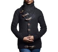Leif Nelson Veste en tricot pour femme avec col châle - Cardigan coupe slim avec boutons, anthracite, L