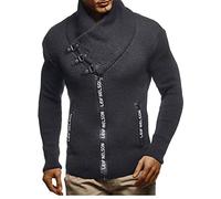 Leif Nelson Veste Homme Cardigan avec col châle zippé Veste d'hiver Veste décontractée LN5465 Noir Anthracite M