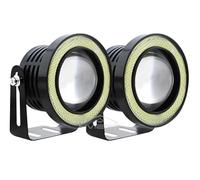 LEIFEIS Phare Avant 2X voiture COB Auto DRL Led 12V phares ange yeux brouillard étanche diurne lumière du jour tourner Jeu De Phares(Green,89mm)