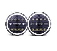 LEIFEIS Phares Avant Pour Lada Pour Niva 4X4 Pour Voiture Tout-terrain Noir 7 Pouces LED Phares Ronds DRL Salut Lo Faisceau Phare Ensemble de phare(H 2pcs)