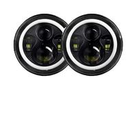 LEIFEIS Phares Avant Pour Land Pour Rover Pour Defender 90 110 Kit De Phares LED Ronde Angel Eyes Halo 2 Pièces Phares Voiture 7" Ensemble de phare(Black 2pcs)