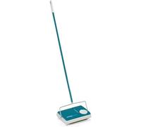 Leifheit Balai mécanique Regulus turquoise, balai lave sol avec 3 brosses rotatives de balayage, balai multi usages pour tous tapis, balai tapis sans électricité