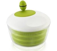 Leifheit Essoreuse à salade en plastique Trend, mécanisme d'essorage à manivelle, bouton ergonomique, utilisable comme saladier ou passoire, blanc et vert