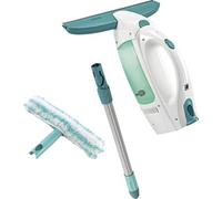 Leifheit - Aspirateur à vitres Dry&Clean avec lave-vitre à batterie, manche télescopique et mouilleur
