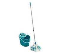 Leifheit Set Power Mop 3-en-1, seau essoreur avec lave-sol, balai à franges en viscose très absorbantes, support essoreur pratique pour essorage facile, seau 12 litres, balai lavage sol avec mop
