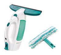 Leifheit Aspirateur à vitres Dry & Clean, set nettoyage incluant lave vitre électrique utilisable à 360° & mouilleur avec housse en microfibres Vert 25 x 22,5 x 34,5 cm