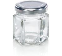 Leifheit Bocal en verre à six facettes 47 ml, Bocal hermétique, Bocal transparent idéal pour les petites quantités, bocal à épices avec couvercle à visser, pot de rangement décoratif, bocal hexagonal