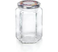 Leifheit Bocal en verre à six facettes 770 ml, Bocal hermétique avec étiquette, Bocal transparent, bocal à confitures avec couvercle à visser, pot de rangement décoratif, bocal hexagonal