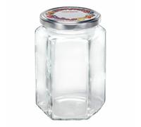 Leifheit Bocal en verre à six facettes 770 ml, Bocal hermétique avec étiquette, Bocal transparent, bocal à confitures avec couvercle à visser, pot de rangement décoratif, bocal hexagonal