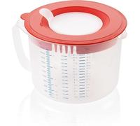 Leifheit Bol mélangeur 3-en-1, Pichet Doseur 2,2 L, couvercle hermétique | Mesurer, préparer, conserver, gobelet mesureur , protection anti-éclaboussures, bec verseur, tamis 3 niveaux, graduations