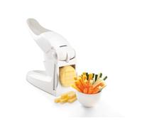 Leifheit Coupe-Frites, avec 2 jeux de lames, Coupe-Légumes antidérapant | Poignée Softtouch, base stable, lames interchangeables bâtonnets pommes de terre et légumes 10 mm ou 12 mm, lave-vaisselle
