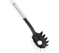 Leifheit Cuillère à spaghetti en nylon Sterling, Grande cuillère à pâtes en nylon résistant à la chaleur et en acier inoxydable, Cuillère à nouilles avec œillet de suspension, Pince à spaghetti