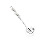 Leifheit Cuillère à spaghetti Sterling, Grande cuillère à pâtes en acier inoxydable de haute qualité résistant à la chaleur, Cuillère à nouilles avec œillet de suspension, Pince à spaghetti, argenté