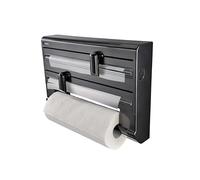 Leifheit Dérouleur Mural Parat Black, Porte Rouleau sopalin Mural au Design Moderne pour Trois Rouleaux, Coupe Nette, Support Rouleaux de Cuisine Forme Ergonomique, Dérouleur essuie Tout Noir