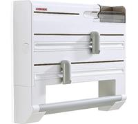 Leifheit Dérouleur mural Parat Plus ComfortLine, dérouleur mural cuisine avec 6 rangements, support de rangement avec lames tranchantes, dévidoir en ABS