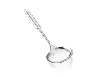 Leifheit Écumoire Sterling, Grande cuillère ajourée 36 cm idéale pour le service à table, Écumoire inox design de qualité supérieure avec œillet de suspension pratique, Écumoire grand modèle