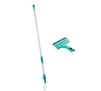 Leifheit - ensemble de nettoyage pour vitre, manche télescopique 190 cm avec articulation + Lave-vitres compact, vert (51127-Click)
