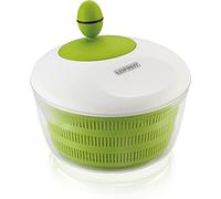 Leifheit Essoreuse à salade en plastique Trend, mécanisme d'essorage à manivelle, bouton ergonomique, utilisable comme saladier ou passoire, blanc et vert