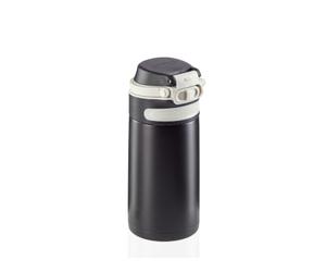 Leifheit Flip Bouteille isotherme (350 ml) avec bouchon à vis, mug voyage avec fermeture 100% anti-fuite, mug étanche avec ouverture à une main, noir 3243