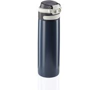Leifheit Flip Bouteille isotherme (600 ml) avec bouchon à vis, mug voyage avec fermeture 100% anti-fuite, mug étanche avec ouverture à une main, bleu foncé