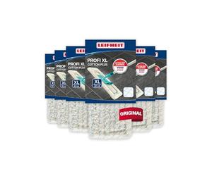 Leifheit Housse de Rechange Profi XL Cotton Plus, 42 cm, Lot de 6 | Pour balai Profi XL, ultra-absorbante, teneur en coton élevée, pour sols en pierre et carrelage, lavable 400 fois à 60°C