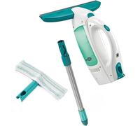 Leifheit - Aspirateur à vitres Dry&Clean avec lave-vitre à batterie, manche télescopique et mouilleur