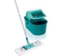 Leifheit Set Essoreur Profi Compact, ensemble nettoyage avec balai serpillère, lave-sol avec manche en 3 parties, essorage facile, kit de lavage pratique
