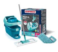 Leifheit Kit Profi XL Essore-housse avec roulettes, lave-sol, housses micro duo & static plus, seau et balai serpillère simples à utiliser avec mécanisme d'essorage intégré