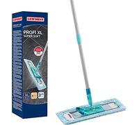 Leifheit Lave-sol Profi XL super soft manche en acier 146 cm, Balai microfibre housse super douce, Balai à plat 360°, Accessoire ménage idéal pour parquet, stratifié, pack écologique, Click-system