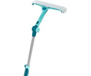 Leifheit Lave-Vitres 4-en-1 avec Manche Télescopique, Click-System | Manche telescopique de 130 à 210 cm, idéal pour fenêtres en hauteur, poignée articulée, housse microfibre, raclette de 32 cm