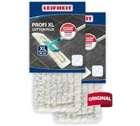 Leifheit Lot de 2 housses Profi XL coton plus, housse de rechange en coton pour balai à plat Profi XL, housse pour balai nettoyante et absorbante, idéale pour le carrelages, les sols en pierre