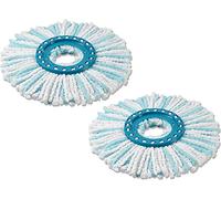 Leifheit lot de 2 têtes de rechange Clean Twist Disc Mop micro duo, tous types de sols, absorption complète de la saleté grâce au système à 2 fibres, microfibre absorbante, franges de remplacement