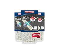 Leifheit Lot de 3 housses Profi XL coton plus, housse de rechange en coton pour balai à plat Profi XL, housse nettoyante et absorbante pour balai serpillère, pour le carrelage et les sols en pierre