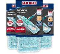 Leifheit Lot de 3 Housses Profi XL Super Soft, Housse de Rechange Super Douce pour Balai à Plat Profi XL, Housse pour Balai nettoyante, pour Le parquet, Le stratifié et Le liège
