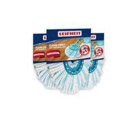 Leifheit Lot de 3 Tête de Rechange Clean Twist Disc Mop Ergo Micro Duo, Housse de Rechange en Microfibres pour Balai à Franges, Housse nettoyante et absorbante pour Lave-Sol
