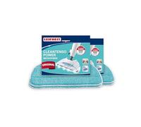 Leifheit lot de 4 housses de rechange pour balai vapeur CleanTenso Power, éponge microfibre pour nettoyeur vapeur, nettoyage en profondeur, éponge de remplacement lavable, tampon dessous velcro