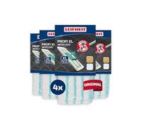 Leifheit Lot de 4 housses Profi XL micro duo, housse de rechange en microfibres pour balai à plat Profi XL, housse absorbante et nettoyante pour balai serpillère, pour tous types de sol