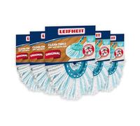 Leifheit Lot de 5 Tête de Rechange Clean Twist Disc Mop Ergo Micro Duo, Housse de Rechange en Microfibres pour Balai à Franges, Housse nettoyante et absorbante pour Lave-Sol