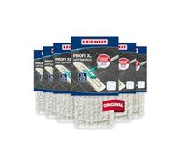 Leifheit Lot de 6 housses Profi XL coton plus, housse de rechange en coton pour balai à plat Profi XL, housse nettoyante et absorbante pour balai serpillère, pour le carrelage et les sols en pierre