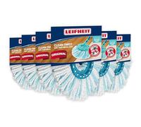 Leifheit Lot de 6 Tête de Rechange Clean Twist Disc Mop Ergo Micro Duo, Housse de Rechange en Microfibres pour Balai à Franges, Housse nettoyante et absorbante pour Lave-Sol