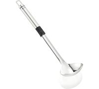 Leifheit Petite louche ProLine, Louche en acier inoxydable et plastique résistant à la chaleur, Cuillère de service avec œillet de suspension, Louche à sauce 33 cm argentée